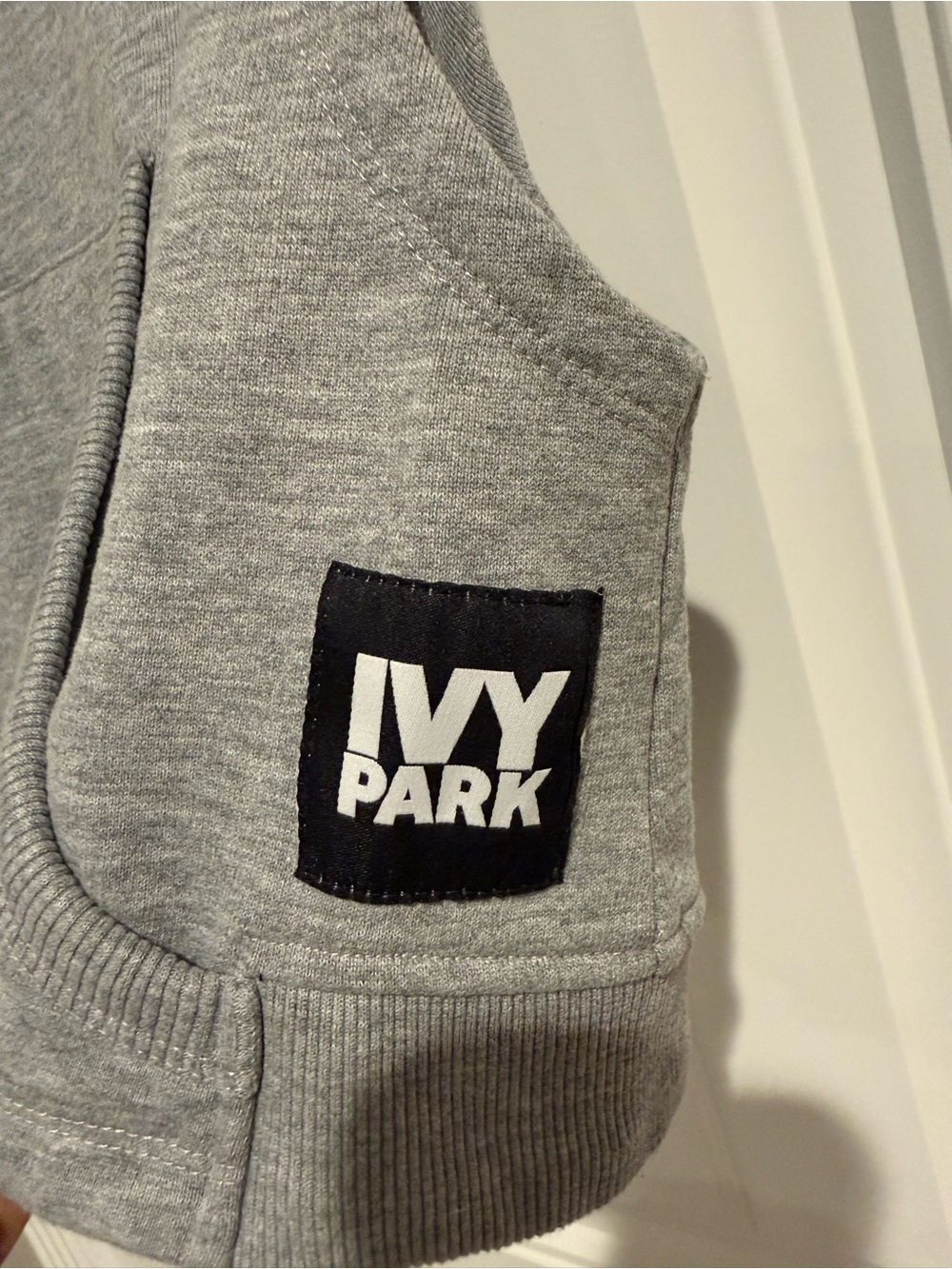 IVY PARK Heather Gray Sleeveless Cropped Hoodie - Picture 3 of 5